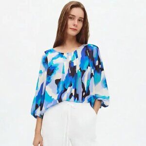 East 5th 3/4 Sleeve 2 Piece set Semi Sheer Print Top w/ Camisole Under Cami Tank